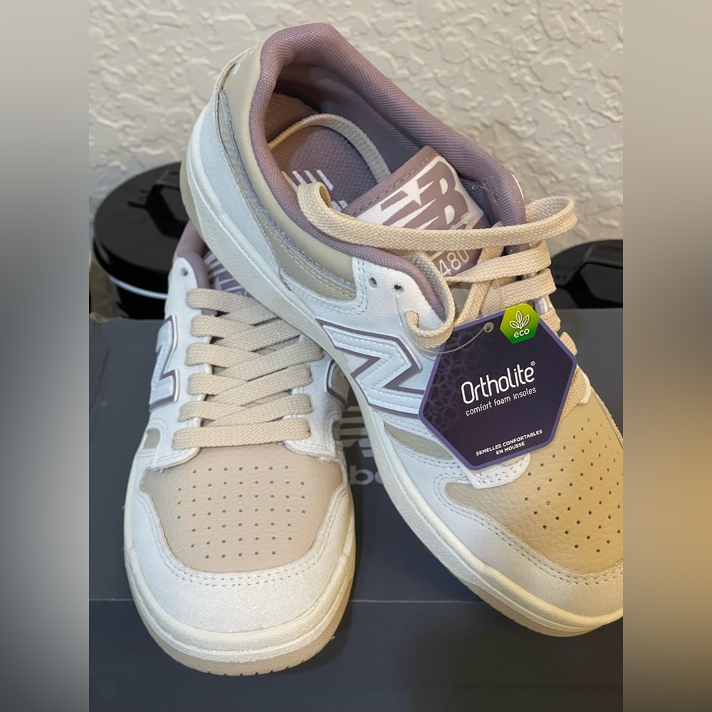New Balance Women's Cream and White Sneakers